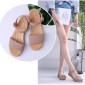 Suede Flat Bottom Non-slip Wearable Lightweight Sandals for Women (Color:Khaki Size:39)