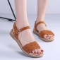 Suede Flat Bottom Non-slip Wearable Lightweight Sandals for Women (Color:Brown Size:36)
