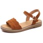 Suede Flat Bottom Non-slip Wearable Lightweight Sandals for Women (Color:Brown Size:38)