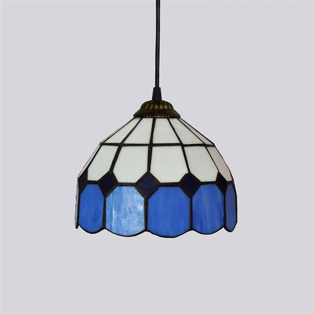 8 inch Simple Style Stained Glass Restaurant Bar Pendent Lamp