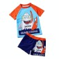 2 In 1 Cartoon Diving Shark Pattern Two-color Stitching Short-sleeved Shorts Baby Boys Split Swimsuit Suit (Color:Blue Size:90)