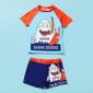 2 In 1 Cartoon Diving Shark Pattern Two-color Stitching Short-sleeved Shorts Baby Boys Split Swimsuit Suit (Color:Blue Size:100)