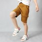 Boys Cotton Casual Overalls Shorts (Color:Chocolate Size:160cm)