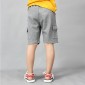 Boys Cotton Casual Overalls Shorts (Color:Iron Grey Size:140cm)
