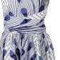 Ladies Feather Print Lace Slit Dress (Color:80212006 Size:S)