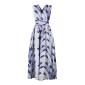 Ladies Feather Print Lace Slit Dress (Color:80212006 Size:M)