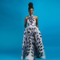 Ladies Feather Print Lace Slit Dress (Color:80212003 Size:XL)