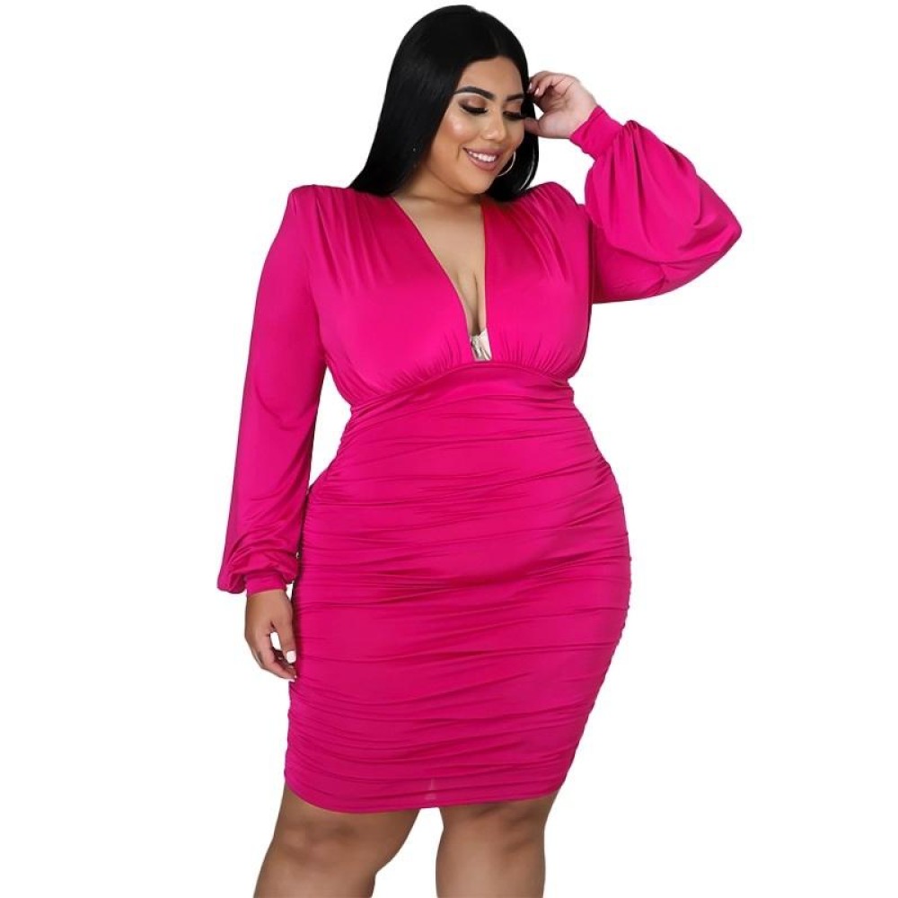 Solid Color Buttocks Sexy Plus Size Dress (Color:Purple Size:XXL)