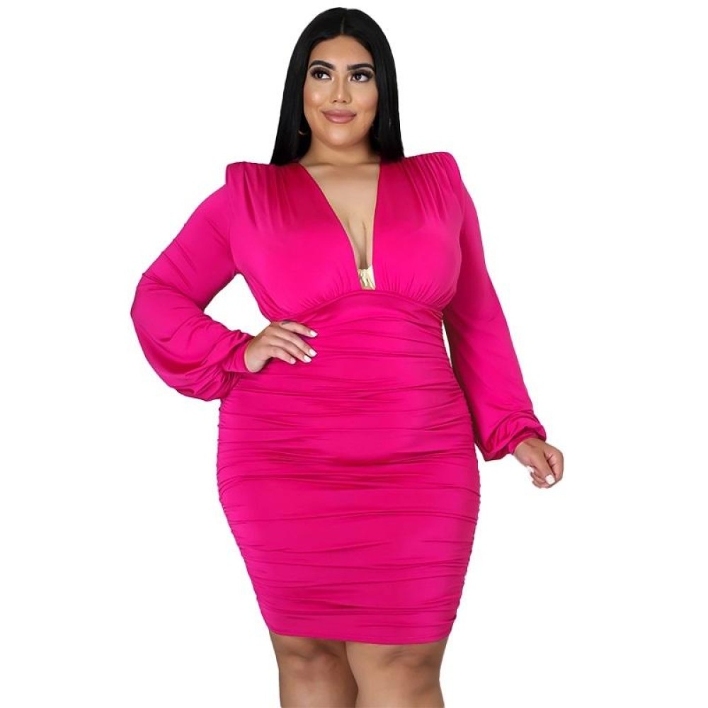 Solid Color Buttocks Sexy Plus Size Dress (Color:Purple Size:XXXL)