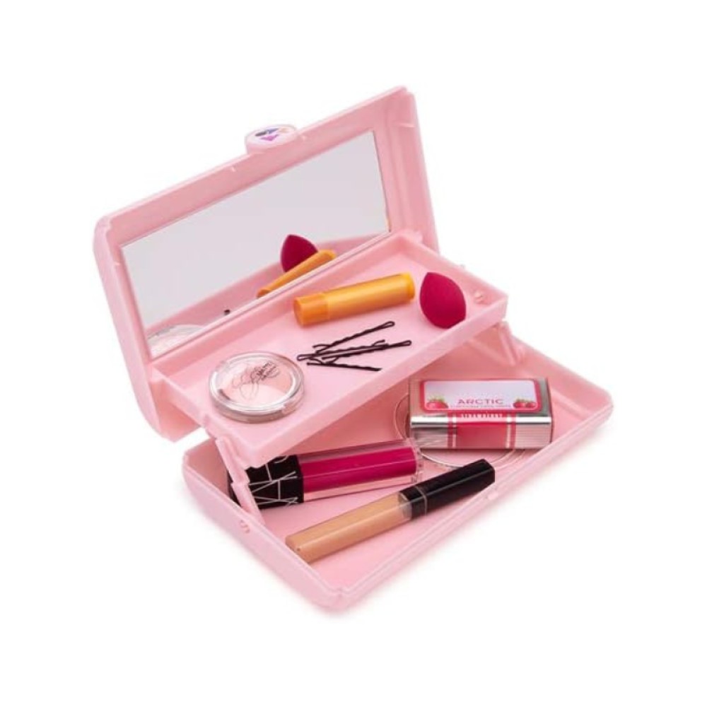 Κουτί οργάνωσης μακιγιάζ με καθρέπτη - 575 - 121064 - Pink