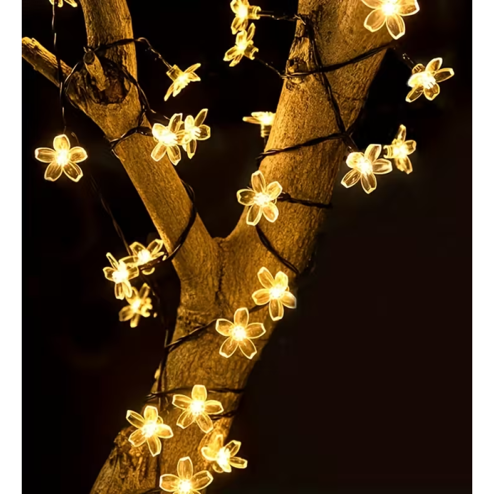 Ηλιακή γιρλάντα φωτισμού LED - Λουλούδι - 5m+1m - 20D - 152899 - Warm White