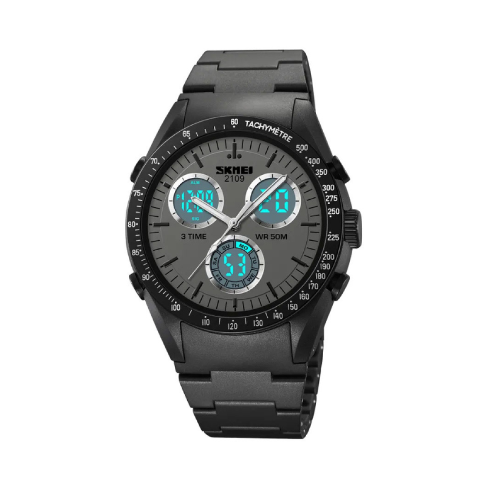 Ψηφιακό/αναλογικό ρολόι χειρός – Skmei - 2109 - Black