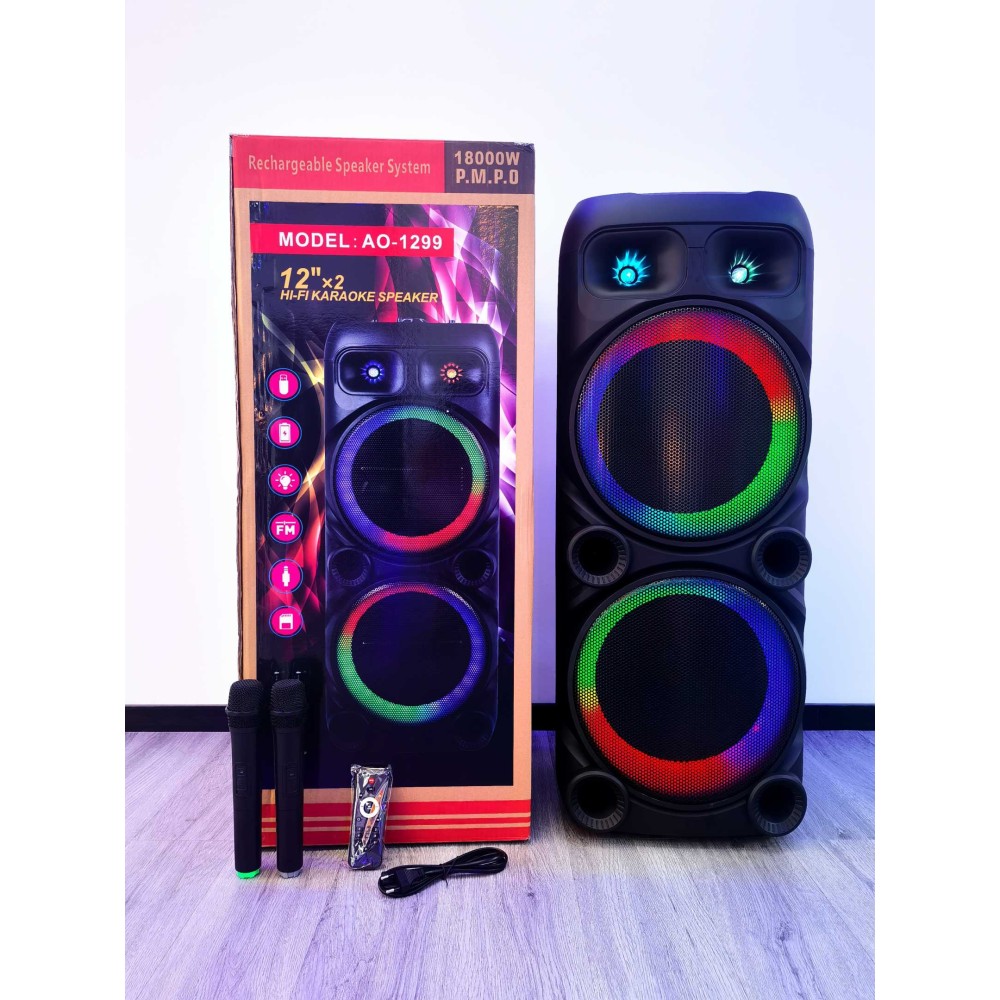 Φορητό ηχείο subwoofer με 2 μικρόφωνα Karaoke - AO-1299 - 801148