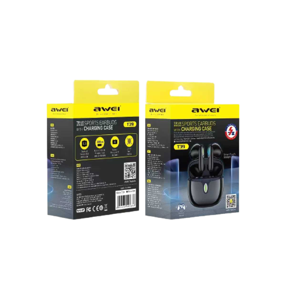 Ασύρματα ακουστικά Bluetooth με θήκη φόρτισης - T39 - Awei - 888643 - Black