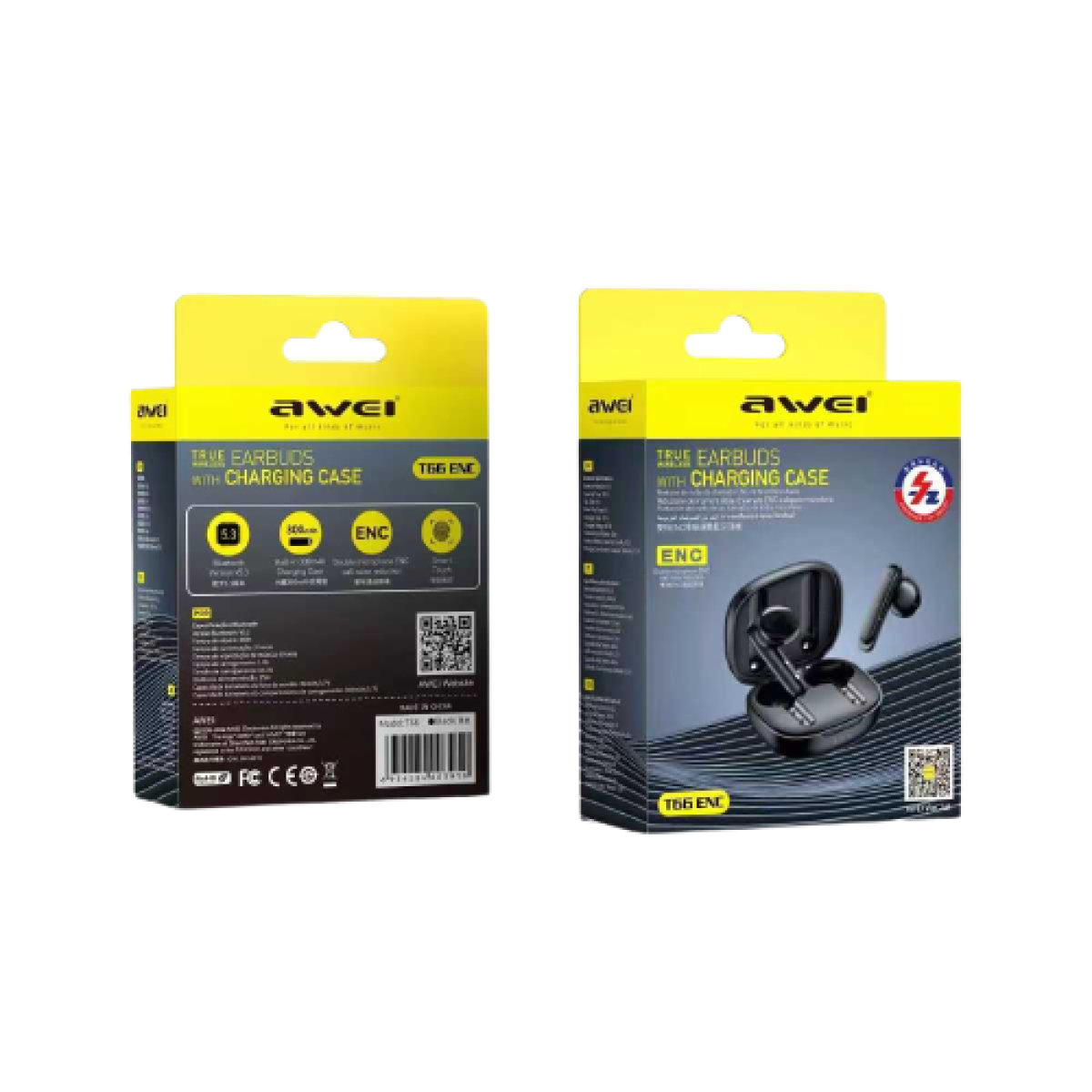 Ασύρματα ακουστικά Bluetooth με θήκη φόρτισης - T66 - Awei - 003919