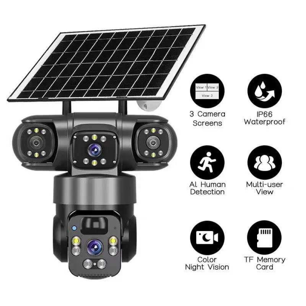 Ηλιακή κάμερα ασφαλείας IP τριπλή - 4G - Security Camera - Q20 - 020331