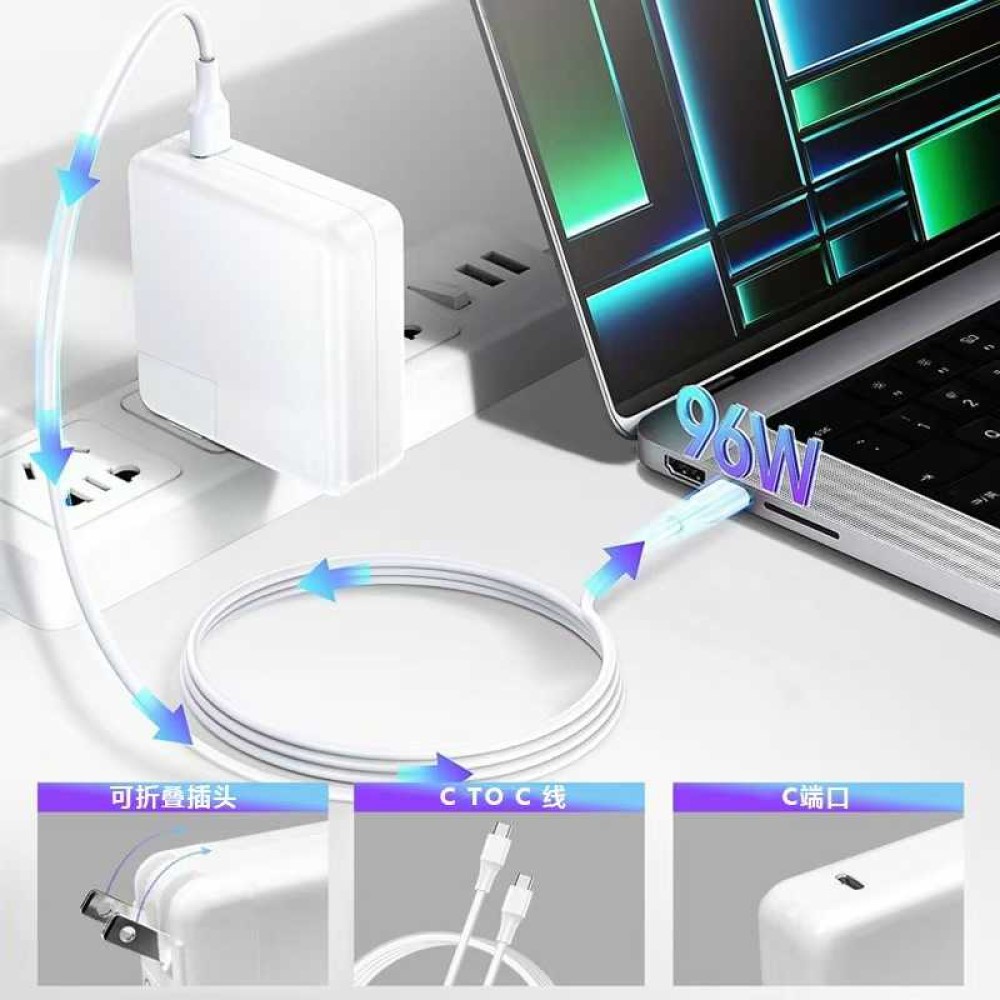 Φορτιστής Laptop Type-C με αντάπτορα πρίζας - PD-96W - V-7419 - 029086