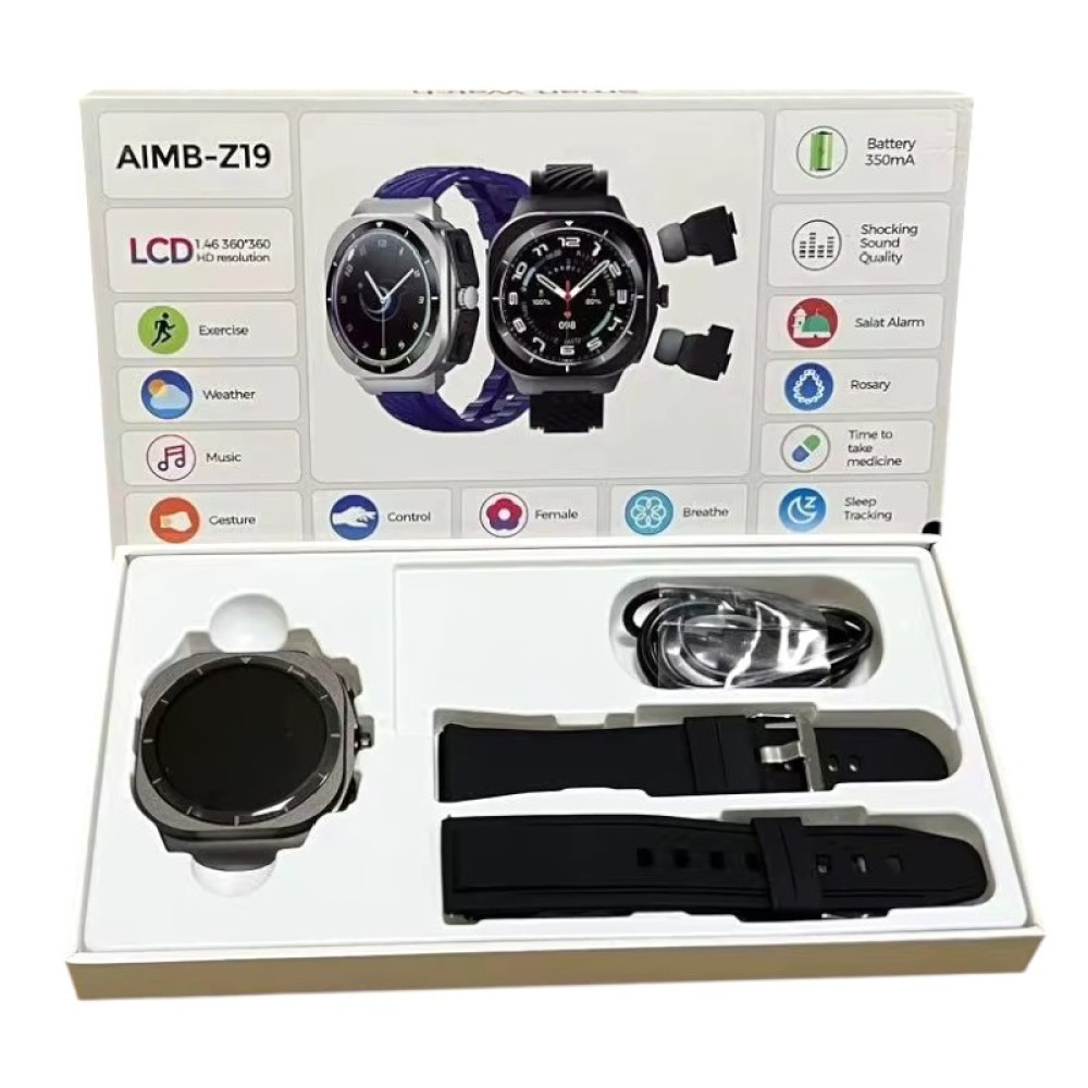 Σετ Smartwatch με ασύρματα ακουστικά Bluetooth - AIMB-Z19 - 065578 - Black