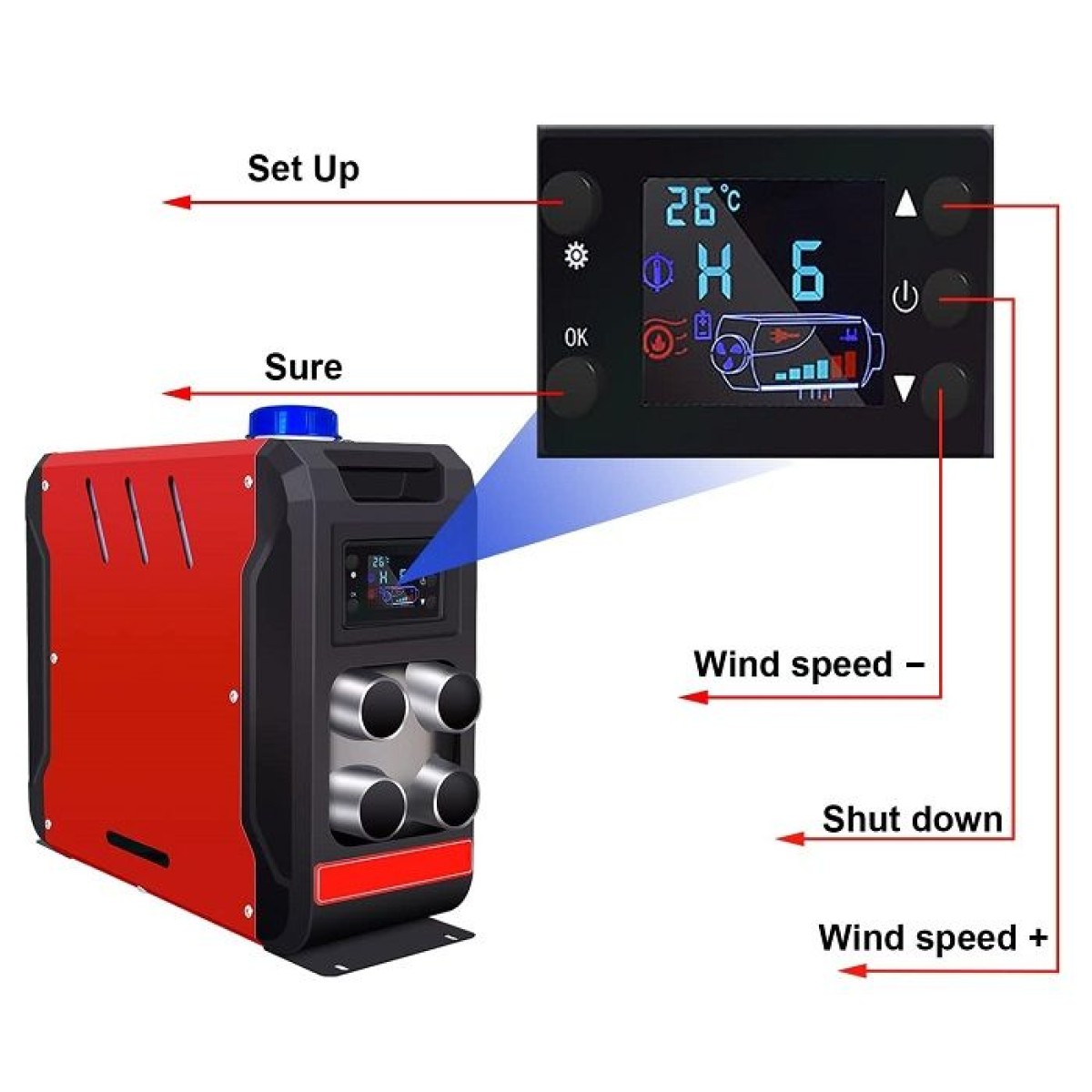 Φορητό αερόθερμο πετρελαίου - 5000W - 12/24V - 150809
