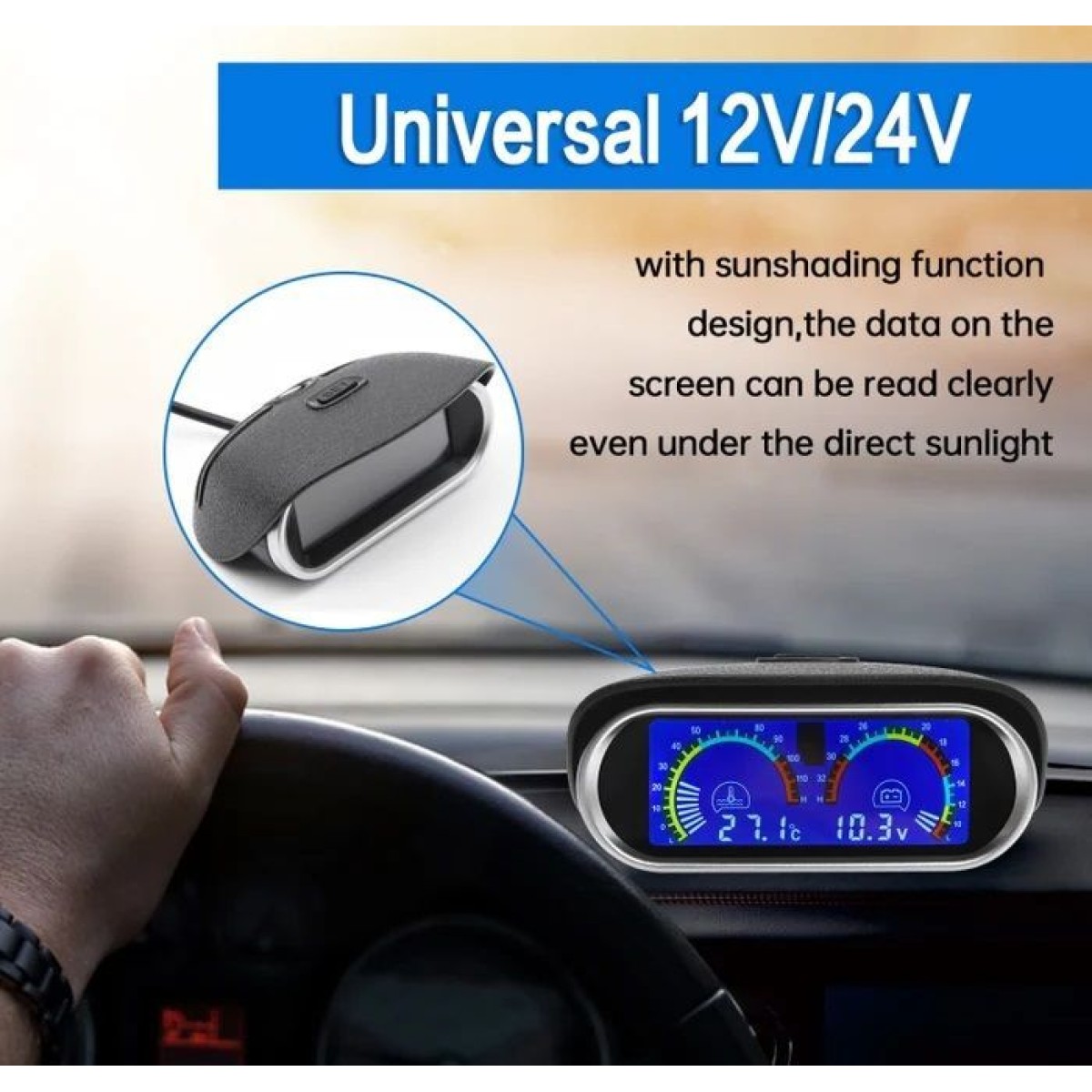 Ψηφιακό βολτόμετρο οχημάτων & μετρητής θερμοκρασίας νερού - R-G24101-01 - 150880