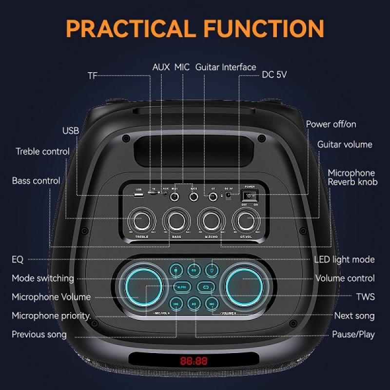 Φορητό ηχείο subwoofer με μικρόφωνο Karaoke - ZQS8280 - 160019