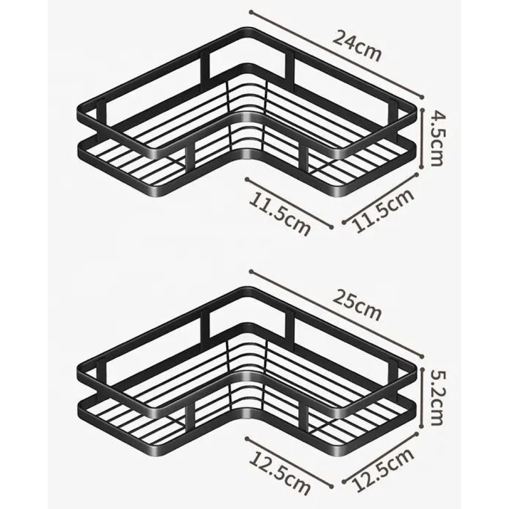 Σετ επιτοίχια γωνιακά ράφια μπάνιου - 5pcs - 2152-1 - 170134 - Black