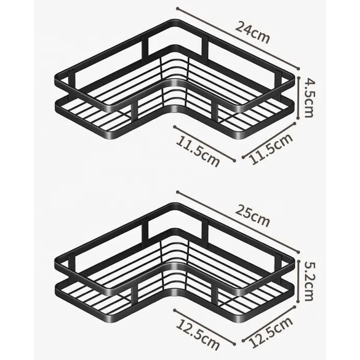 Σετ επιτοίχια γωνιακά ράφια μπάνιου - 5pcs - 2152-1 - 170134 - Black