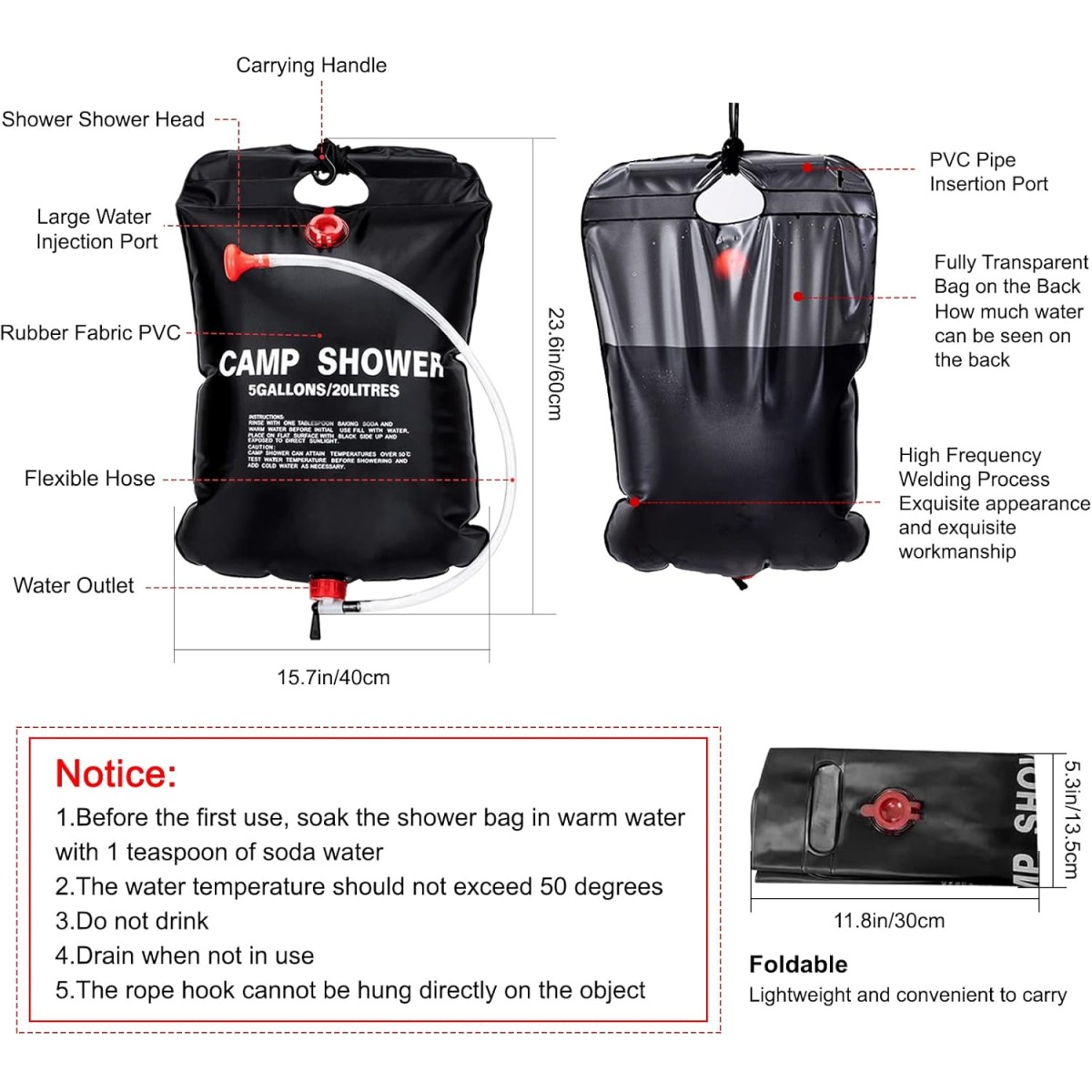 Φορητή ντουζιέρα camping - YB4004 - 20L - 181734