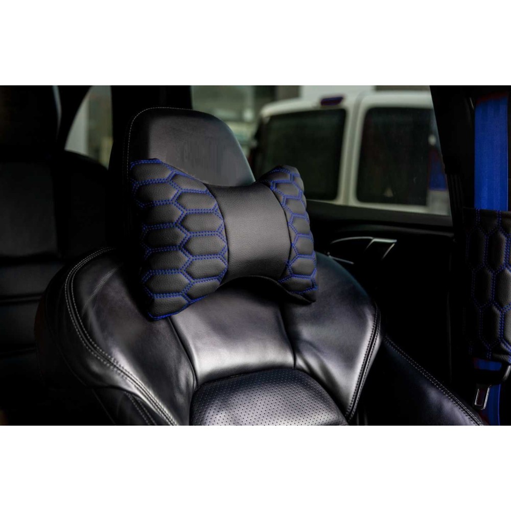 Μαξιλάρι αυχένα αυτοκινήτου - Δερματίνη - Headrest - Blue - 200949