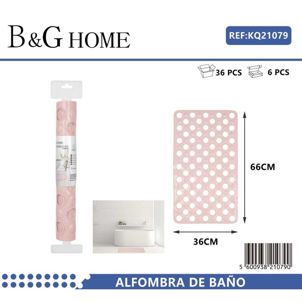 Αντιολισθητικό πατάκι μπάνιου - M0826 - 36x66cm - Light Pink - 21079