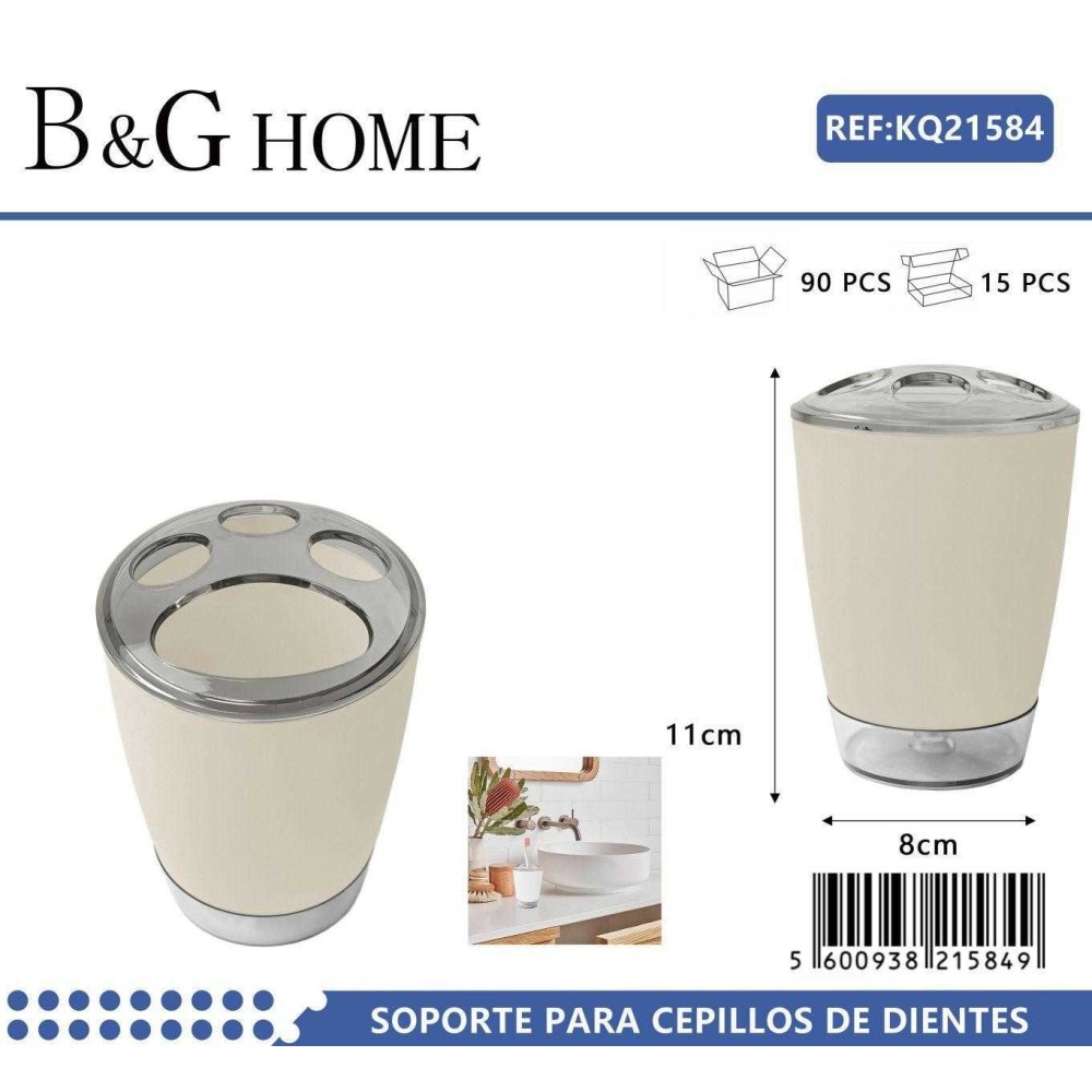 Θήκες οδοντόβουρτσας πλαστικές σε σετ 5Χ - Beige - 21584