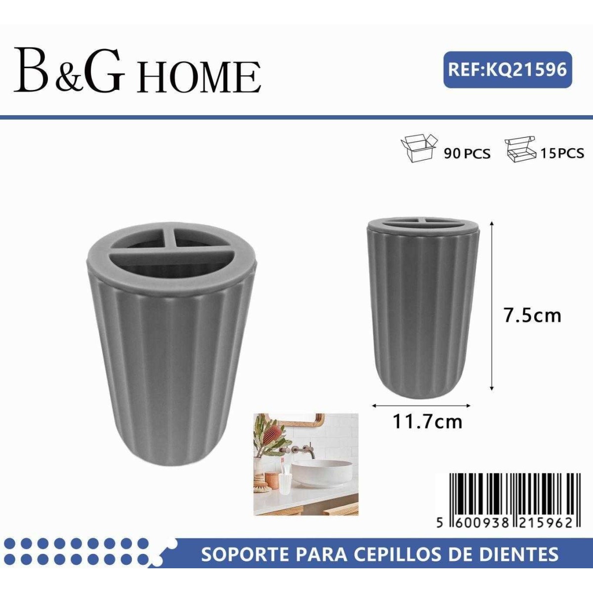 Θήκες οδοντόβουρτσας πλαστικές σε σετ 5Χ - Grey - 21596