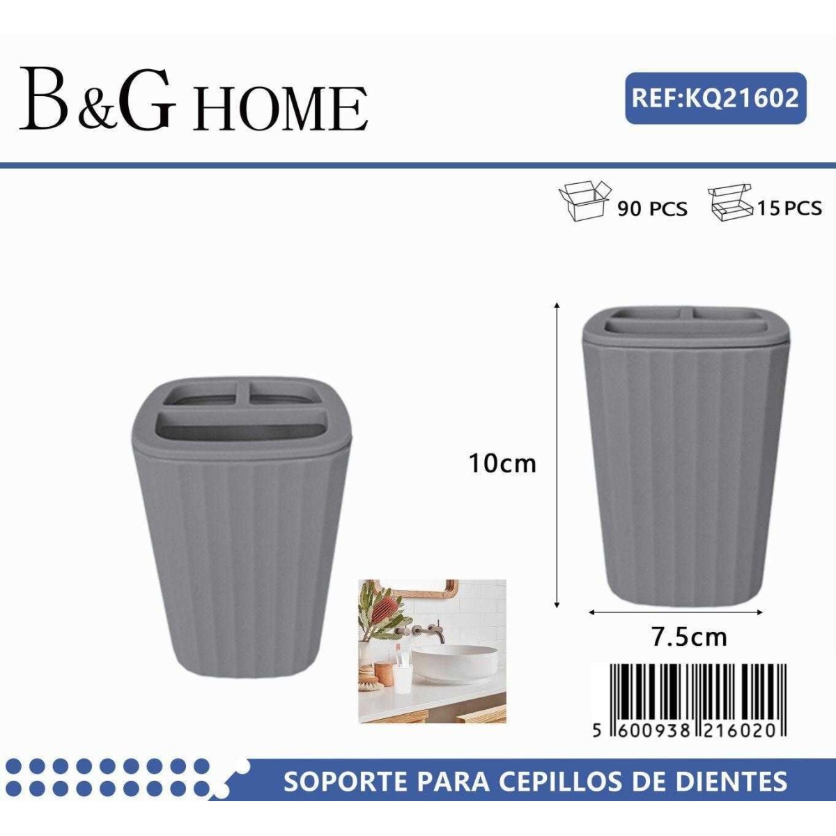 Θήκες οδοντόβουρτσας πλαστικές σε σετ 5Χ - Grey - 21602