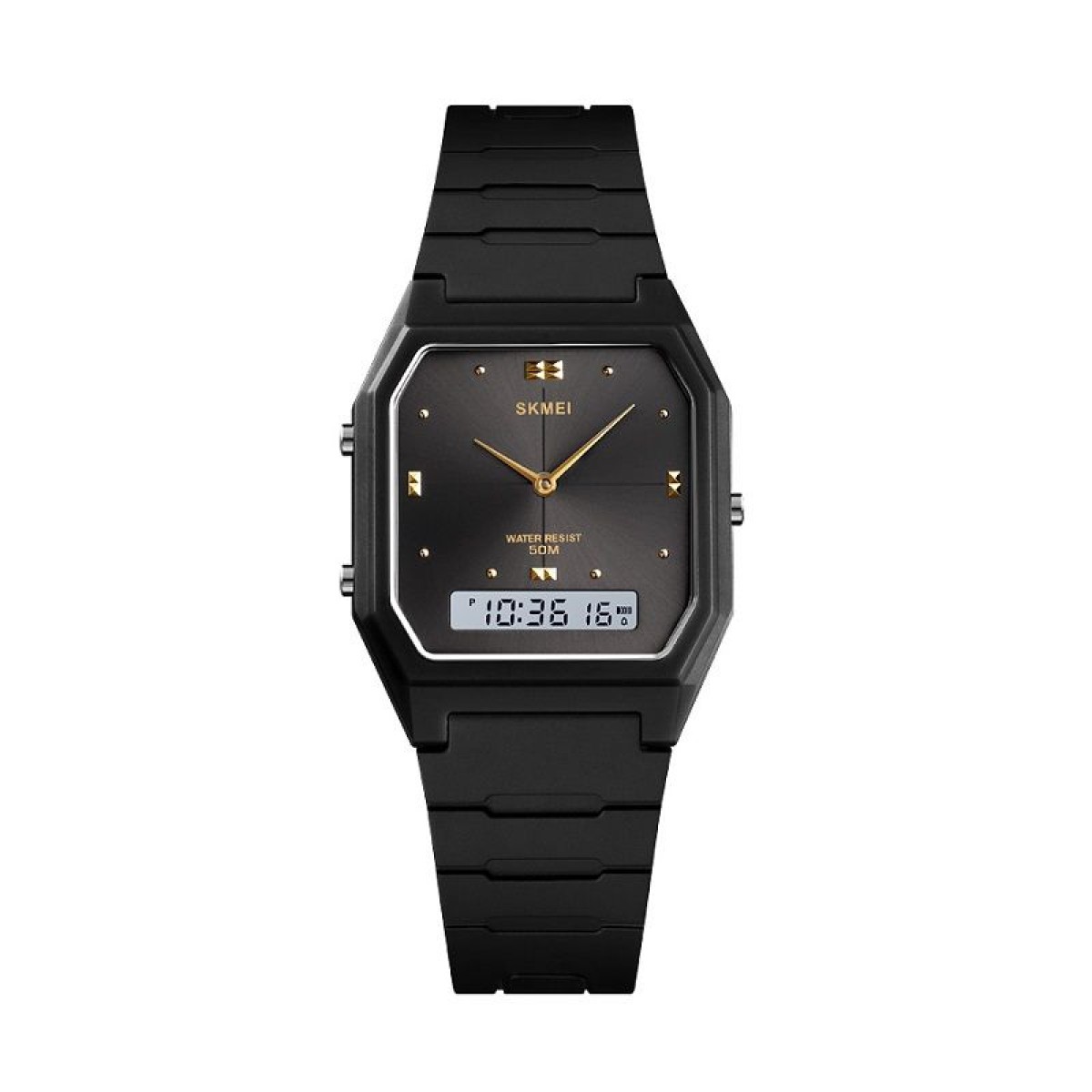 Ψηφιακό/αναλογικό ρολόι χειρός - Skmei - 1604 - Black/Black