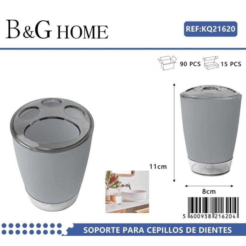 Θήκες οδοντόβουρτσας πλαστικές σε σετ 5Χ - Grey - 21620
