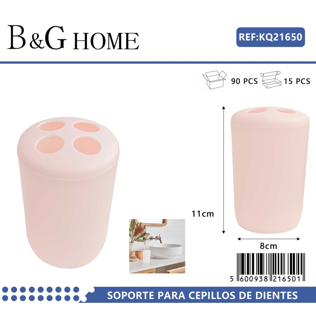 Θήκες οδοντόβουρτσας πλαστικές σε σετ 5Χ - Light Pink - 21650