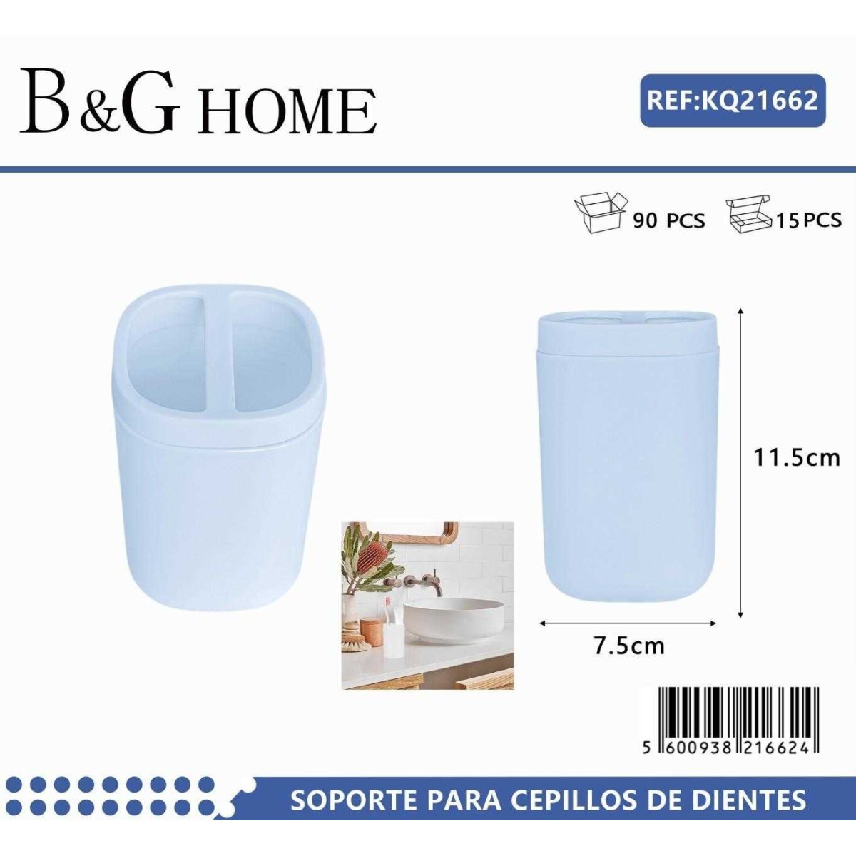 Θήκες οδοντόβουρτσας πλαστικές σε σετ 5Χ - Light Blue - 21662