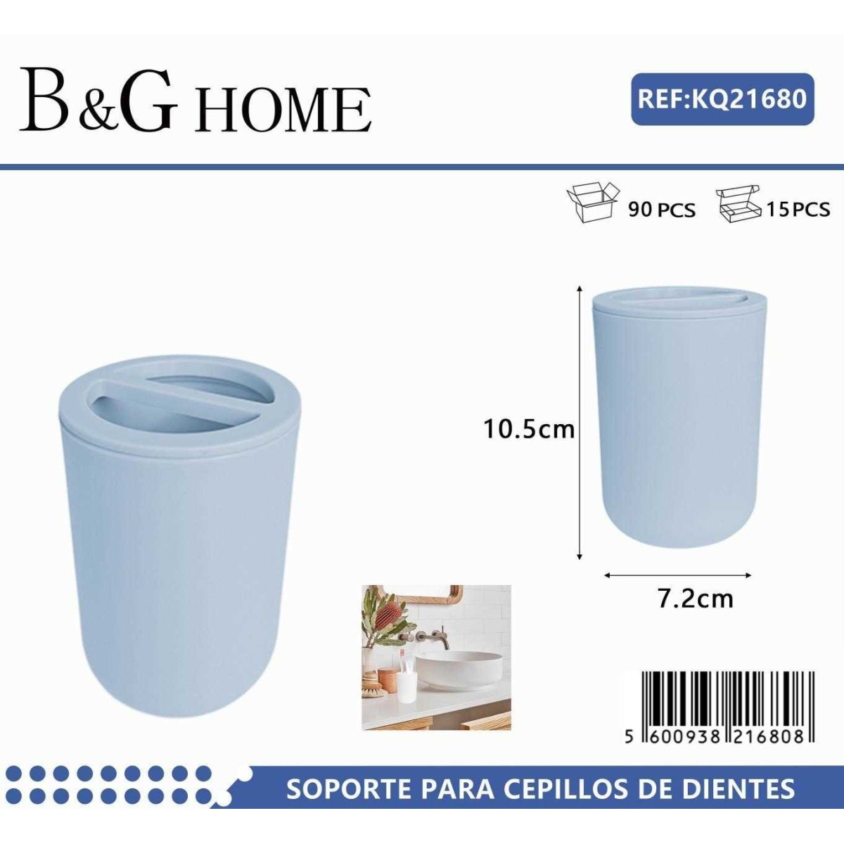 Θήκες οδοντόβουρτσας πλαστικές σε σετ 5Χ - Light Blue - 21680