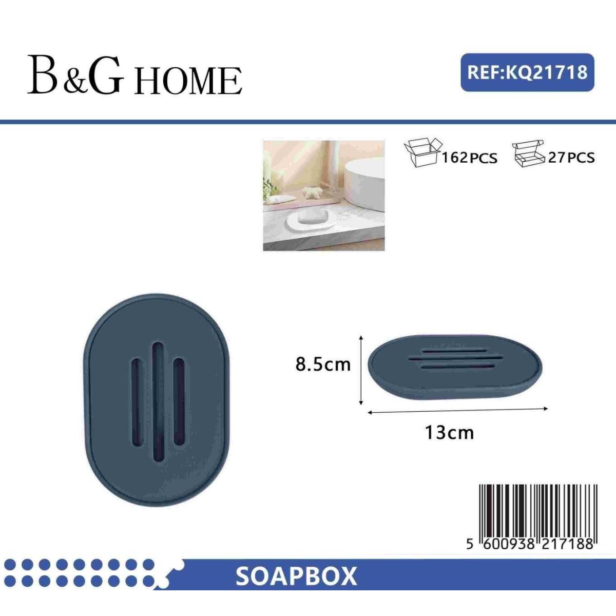 Σαπουνοθήκες μπάνιου πλαστικές - Σετ 5pcs - Blue - 21718