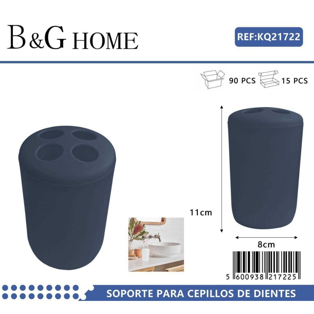 Θήκες οδοντόβουρτσας πλαστικές σε σετ 5Χ - Blue - 21722