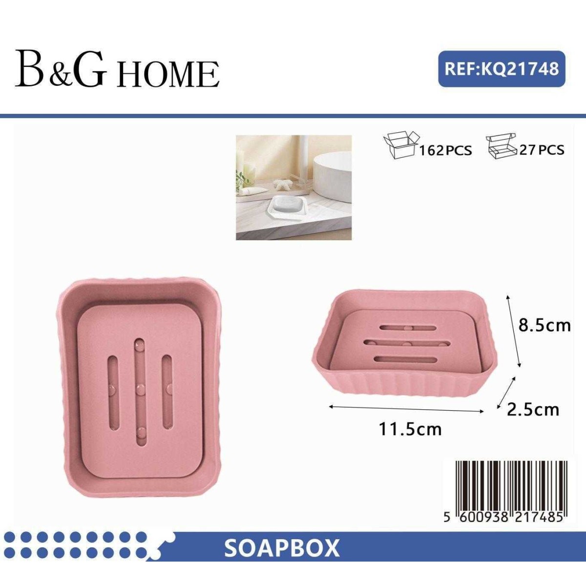 Σαπουνοθήκες μπάνιου πλαστικές - Σετ 9pcs - Pink - 21748