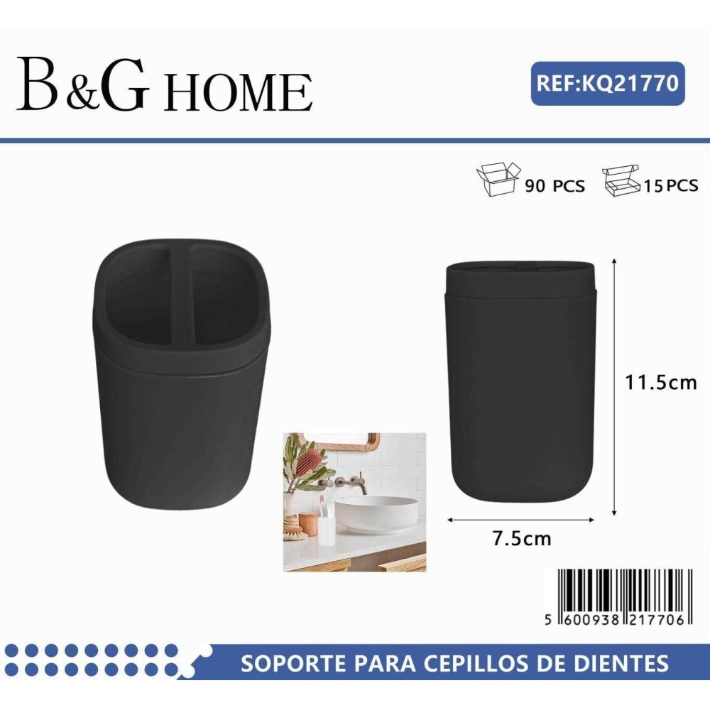 Θήκες οδοντόβουρτσας πλαστικές σε σετ 5Χ - Black - 21770