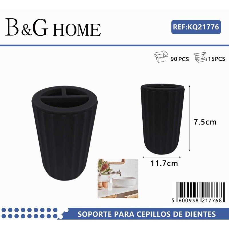 Θήκες οδοντόβουρτσας πλαστικές σε σετ 5Χ - Black - 21776