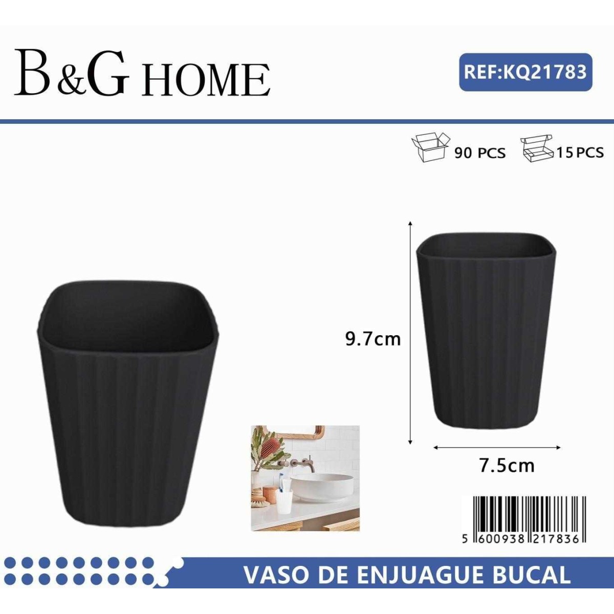 Θήκες οδοντόβουρτσας πλαστικές σε σετ 5Χ - Black - 21783