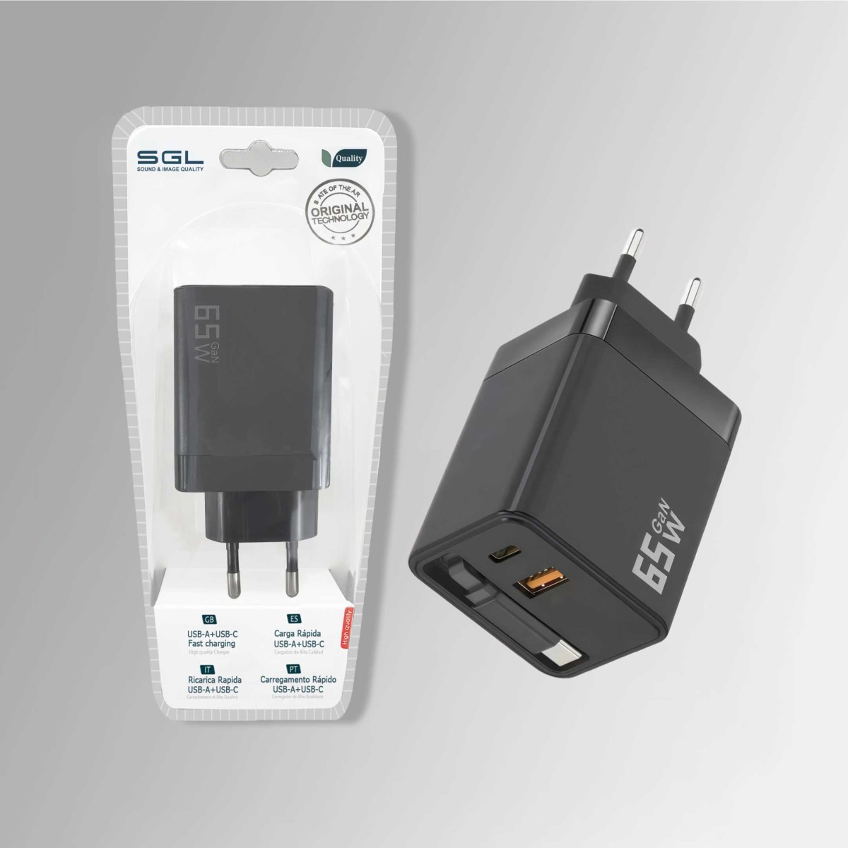 Αντάπτορας φόρτισης με καλώδιο Type-C & 2 θύρες USB-A & Type-C - Fast Charge - 65W - DS65 - 220718