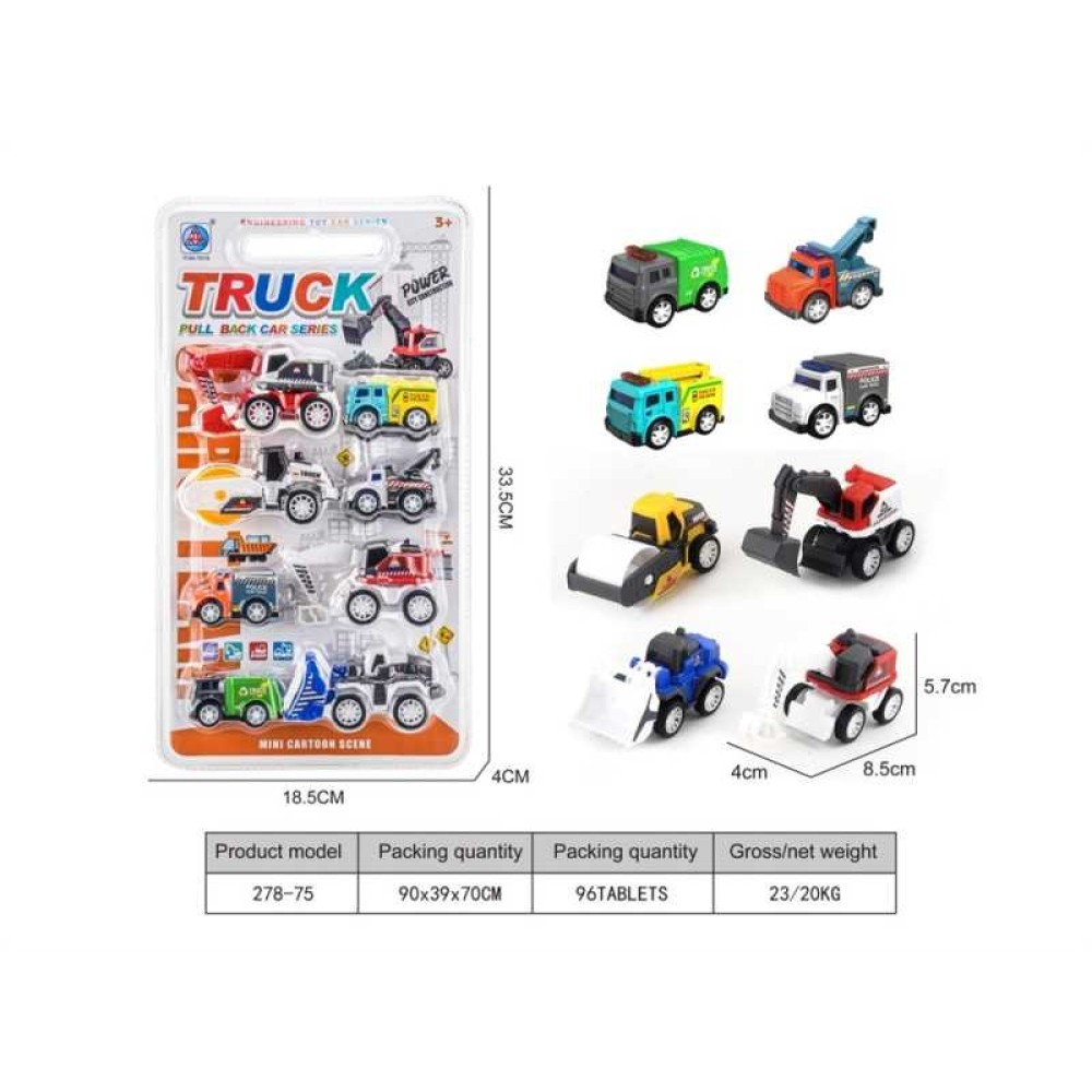 Σετ αυτοκινητάκια με Pull Back - 8pcs - 278-75 - 233158