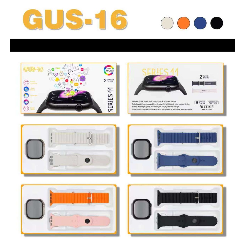 Σετ Smartwatch με 2 λουράκια - GUS-16 - 260202 - Black