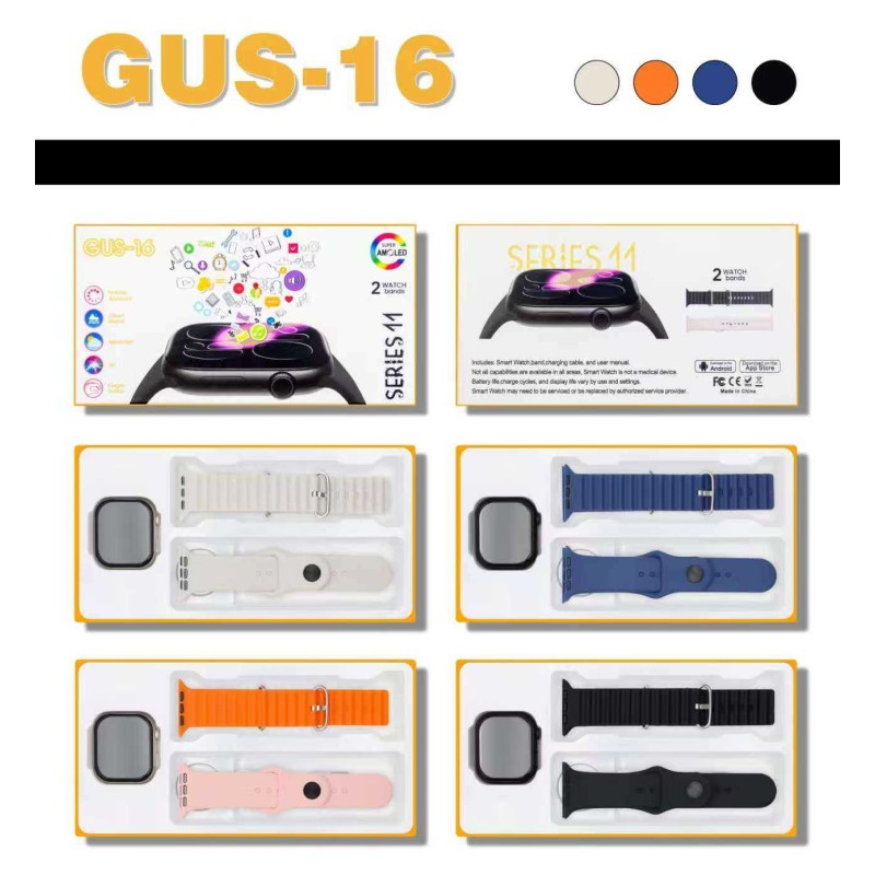 Σετ Smartwatch με 2 λουράκια - GUS-16 - 260202 - White