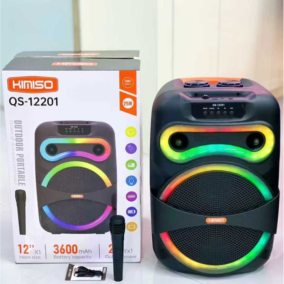Φορητό ηχείο subwoofer με μικρόφωνο Karaoke - QS-12201 - 260387