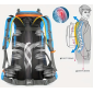 Σακίδιο πλάτης ορειβατικό - H2207 - 65L+5L - 261586 - Green